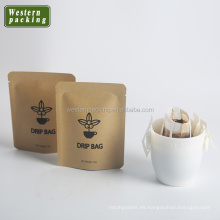 Material laminado impreso personalizado 3 Bolsa de café pequeño de goteo sellado lateral